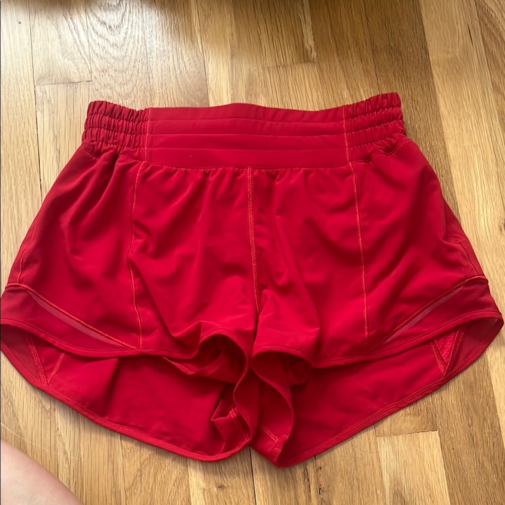 Lululemon Athletica Red Athletic Shorts Lightweight Performance Hotty-Hots